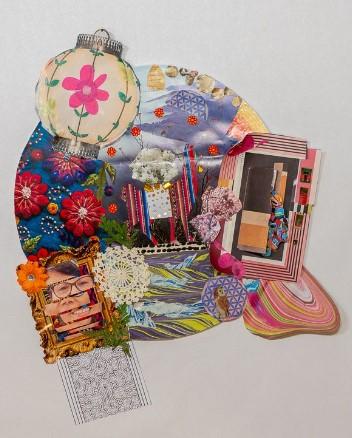 Circle collage with variety of patterned paper.