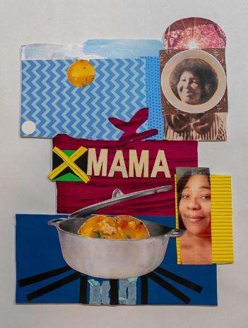 Collage that says, "MAMA" with photos and a pot of food.