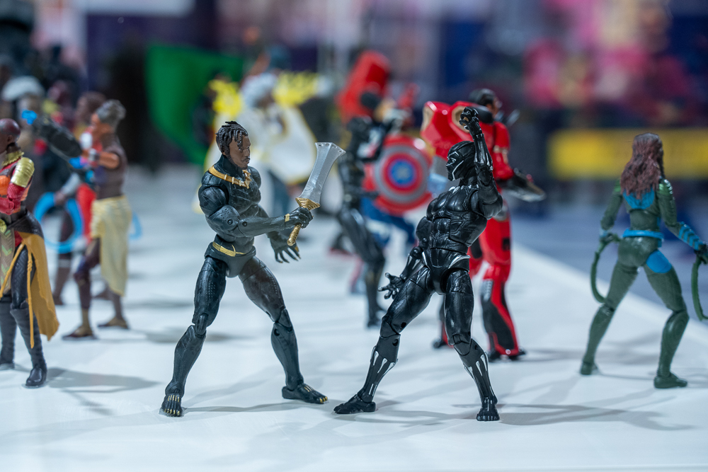 Action figures on display in Brotherman to Batman exhibition