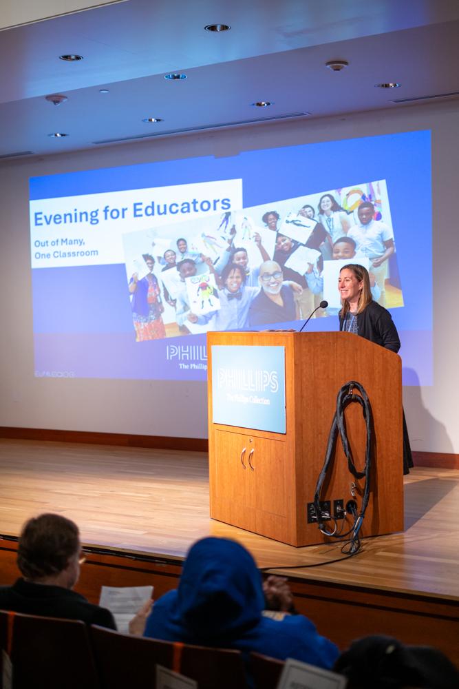 Tiffany McGettigan speaking at the 2025 Evening for Educators