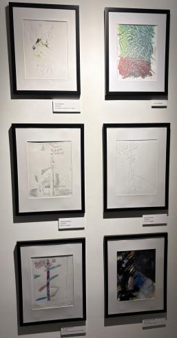 Six framed paintings inspired by Karl Knaths' "Pine Timber."