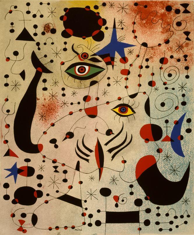 Abstract artwork of various constellation like shapes and eyes