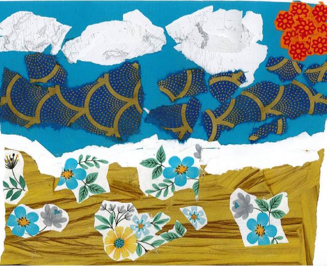 Collage made with colorful patterned paper