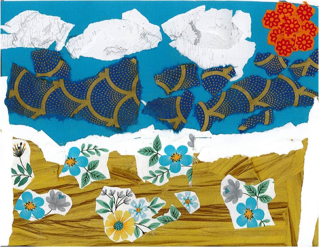 Collage made with colorful patterned paper