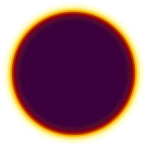 Dark purple circle with thin yellow rings around it