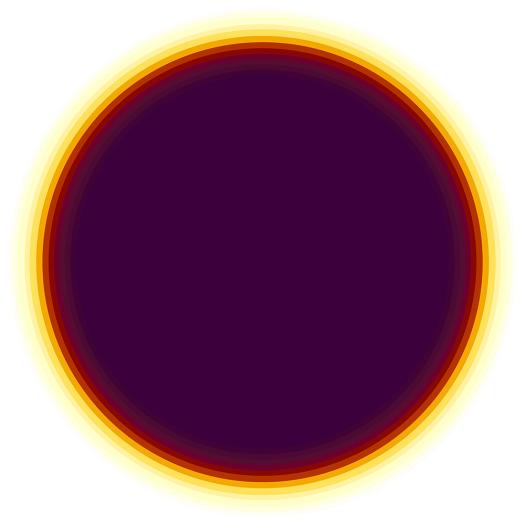 Dark purple circle with thin yellow rings around it
