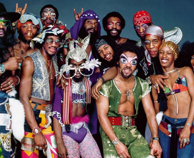 George Clinton and Parliament-Funkadelic, photographed at the Los Angeles Sports Arena, 1977. Photo courtesy of Bruce W. Talamon, 2018