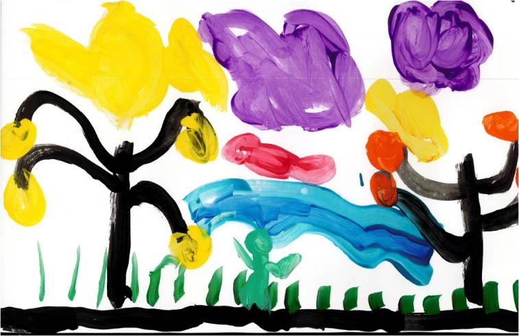 Colorful painting by PreK student