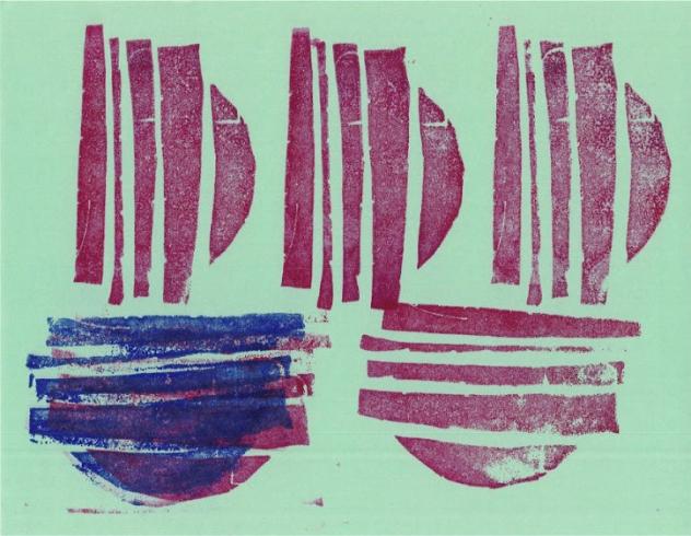 Pattern stamped on green paper.