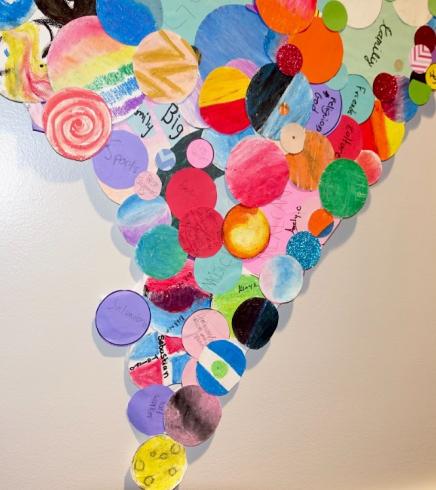 Collage of circles in the shape of DC (close-up of bottom).