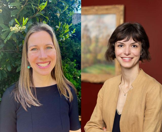 A collage of two women