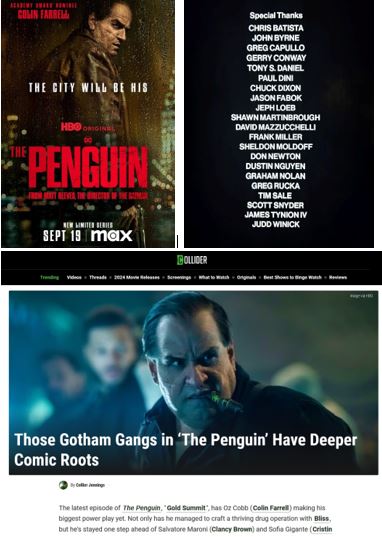 The Penguin promo image, credits, and article